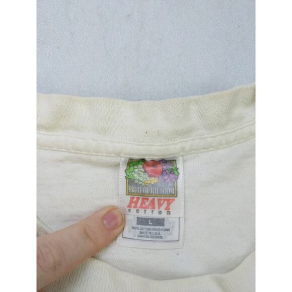 Vintage Aruba Club Caribbean T Shirt Size L Fruit of the Loom Made in USA White - Picture 9 of 11